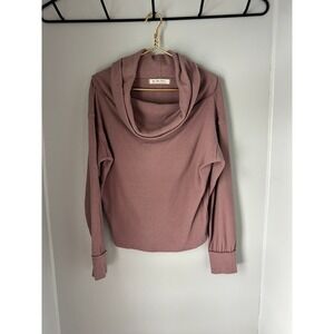WE THE FREE Mauve Textured Cowl Neck Long Sleeve Top Women's Size Small